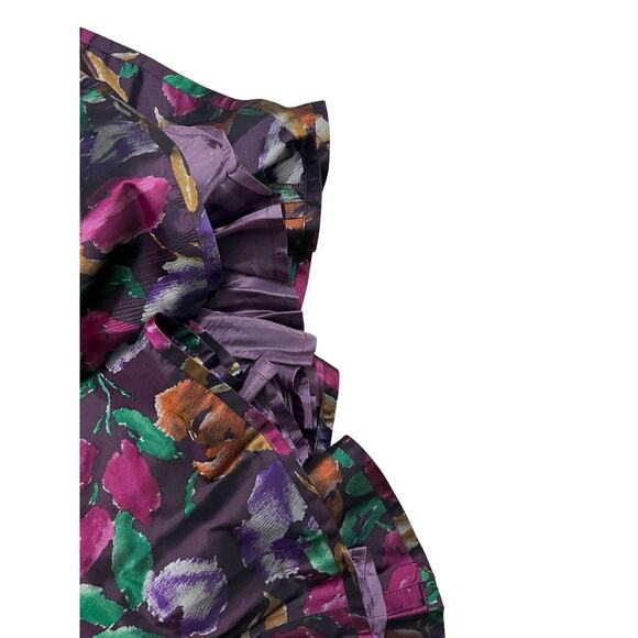 Vintage Skirt Women's 8 Silk 90s A-line Multicolor Floral Purple Romantic Y2K - Picture 7 of 9